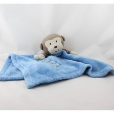 Doudou plat singe marron bleu