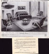 PARIS (XIV°) MOBILIER / MEUBLES "Ets. SEGALOT" Tract + Carte de visite vers 1950