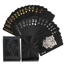 Lot de 2 jeux de cartes à jouer noires en plastique - 54 cartes de jeu imperm...