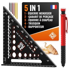 Equerre Menuisier 180 mm - Equerre Charpentier - Outil Menuisier Tout-en-un  ...