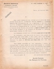 1921 SOCIETE CENTRALE DES BANQUES DE PROVINCE A PARIS