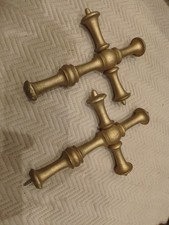 Paire ANCIENs CRoix/DECOR HAMPE BANNIERE/Bois Peint DORé/H.21cm/EGLISE/crucifix