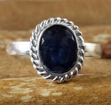 Bague de mariage certifiée pierre précieuse ovale naturelle saphir bleu de Ce...