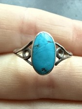 Ancienne Bague En Argent Massif 925 Jonc Alliance Anneaux Créateur turquoise