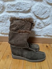 Bottes marron en cuir et fourrure taille 39 San Marina