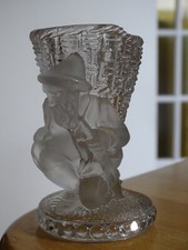 ANCIEN PORTE ALLUMETTE EN VERRE MOULER DEPOLI EPOQUE DEBUT 20 EME  ht 10 cm