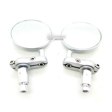 Paire de rétroviseurs sur embout de guidon acier gris - Couleur : Gris