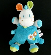 *. DOUDOU PELUCHE NICOTOY SIMBA CHEVAL  ANE BLEU FOULARD VERT RAYE OISEAU TTBE