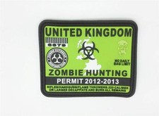Patch Airsoft Paintball United Kingdom Permis Chasse Zombie Vert PVC Large