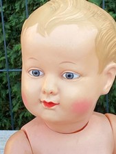 ANCIEN BAIGNEUR CELLULOID PETITCOLLIN YEUX BLEUS EN VERRE 50 CM