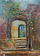 Tableau Huile Sur Panneau signé Janec - la tonnelle