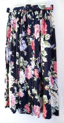 Jupe longue noire fleurie - jupe,