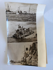 CANAL DE SUEZ EPAVES BATEAUX COULES PHOTO DE PRESSE ORIGINALE VINTAGE 1956