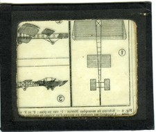AVIATION Schéma monoplan Blériot lanterne magique diapositive vers 1900