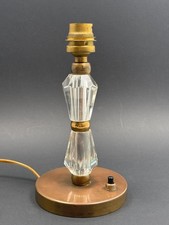 Ancien Pied de Lampe Moderniste en Cristal et Laiton Design 1950