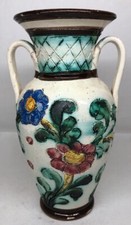 Vase Ansé Décor Floral Signé  Monaco H 19,5 L 10,5 l 9,5 Cm N19