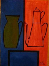 ZAEL,   " NATURE MORTE AUX POTS "   (cotation J.A Akoun)