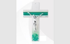 Crucifix cm 25 fabriqué artisanale en verre de Murano made in Italy