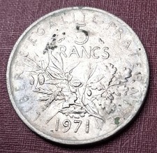 Pièce de monnaie 5 Francs semeuse 1971 République Française (8)