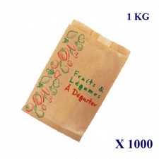 1000 sacs papier kraft brun imprimés Fruits Légumes 1KG marché maraîcher primeur