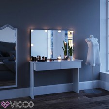 Vicco Table de maquillage Azur commode de coiffeuse LED blanc + miroir