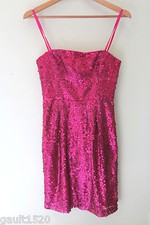 NEW! BCBG Max Azria Gorgeous Hot Pink Azalea Sequined Convertible Carole Dress 0