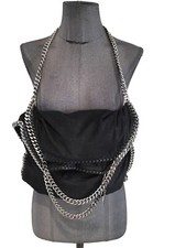 Très Beau Et Authentique Sac Cuir Suède Noir Stella McCartney Falabella Tbe