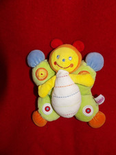 Doudou Peluche Pommette Papillon Jaune Orange Vert Bleu