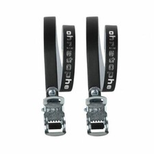 courroies cales pieds CHRISTOPHE cuir noir pour vélo (la paire)