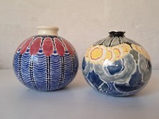 2 vases Art Déco céramique émaillée UK Holland Gouda Gloucester ? 1925 XXth XXe