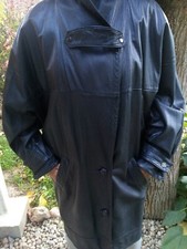 Manteau Femme Long Cuir Noir T42/44  L.105cm souple et comfortable occasion TBE