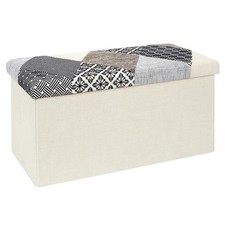 Banc Coffre Pliable "Patchwork" 76cm Gris