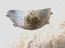 1 pointe métal argenté ancienne pour botte western country tête cheval