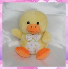 Doudou Peluche Canard Jaune Orange Noeud Blanc Pois Casino Bébé Rêve