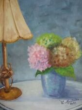TABLEAU "HORTENSIAS" Huile sur