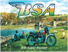 BSA A10 SUPER ROCKET Grand Panneau En Acier 400Mm X 300Mm