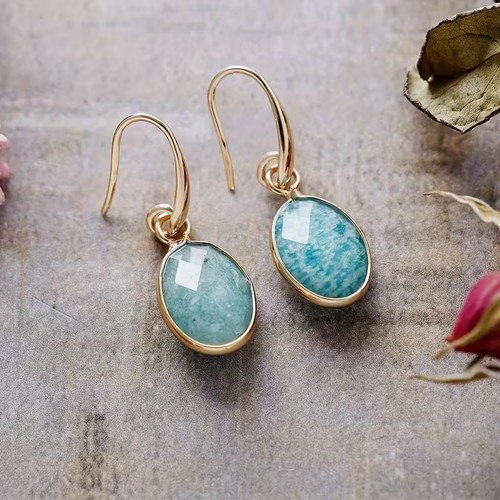 Boucles oreille amazonite - boucles, d'oreille