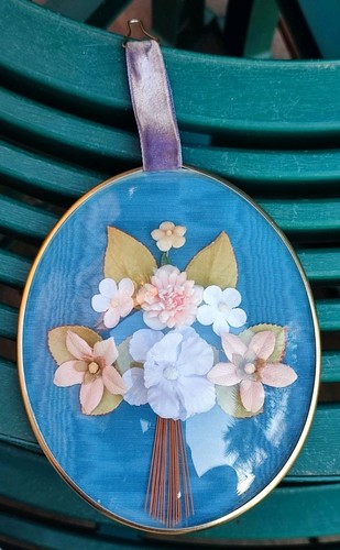 Ancien cadre ovale fleurs - cadre, en