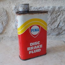Vintage FINA Brake Fluid Oil can tin old vintage France garage brake fluid red