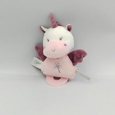 Doudou hochet licorne rose