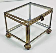 Ancien Coffret Boite à Bijoux Coffret en Laiton et Verre Vintage