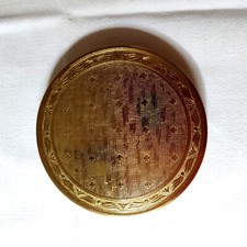 Poudrier de poche rond vintage métal doré miroir houpette TBE