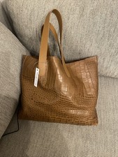 Sac Cabas Croco Manufature Campagne Genuine Leather Camel