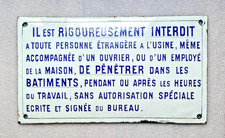 RARE Plaque émaillée "Sécurité USINE" bombée - 31x18cm