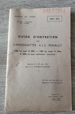 guide d'entretien CAMIONNETTE 4X2 RENAULT 1966 TYPE R 2065-2066-2086 MAT 3211