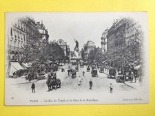 cpa PARIS 1900 Transport Circulation ATTELAGE VOITURE CALÈCHE Charrette à bras