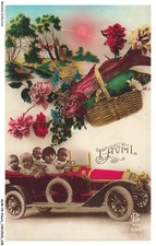 AUWP4-0294-FLEURS - Bouquet de fleurs - Panier - Poissons - Paysage - Voiture