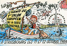 STRASBOURG 1er Salon Européen carte Postale 1986 Illustré Voile Claude Buret