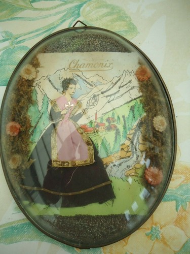 Cadre ancien verre - cadre, bombé
