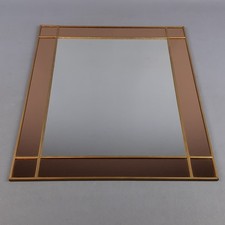 Miroir Rectangulaire Mural Verre Couleur Bronze Et Profils Laiton Vintage 1960